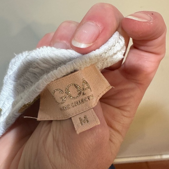 GOA‎ Paris Blue & White Asymmetric Hem V Neck Midi Dress Floaty Fairycore Sz M - Picture 11 of 14